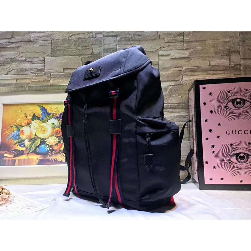 G*u*i gg unisex techno canvas backpack black techno canvas