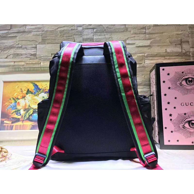 G*u*i gg unisex techno canvas backpack black techno canvas