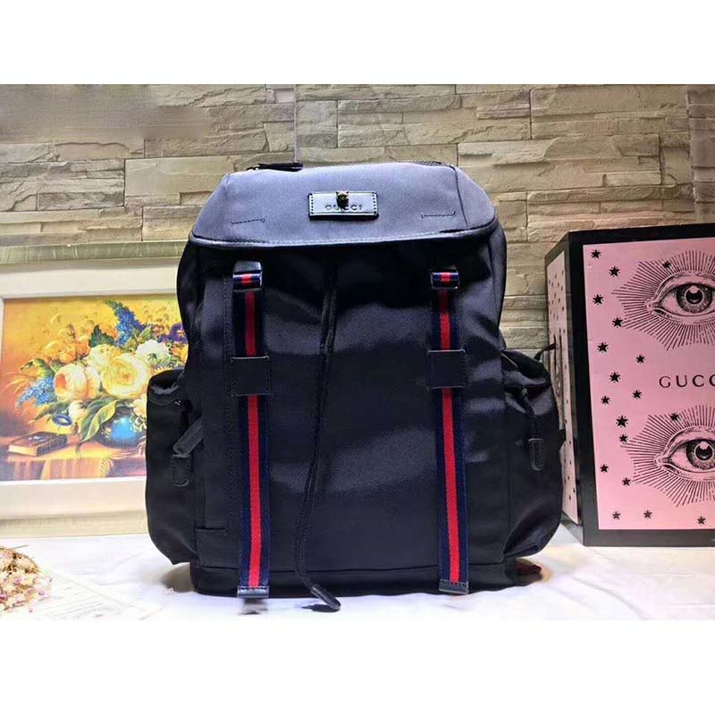 G*u*i gg unisex techno canvas backpack black techno canvas