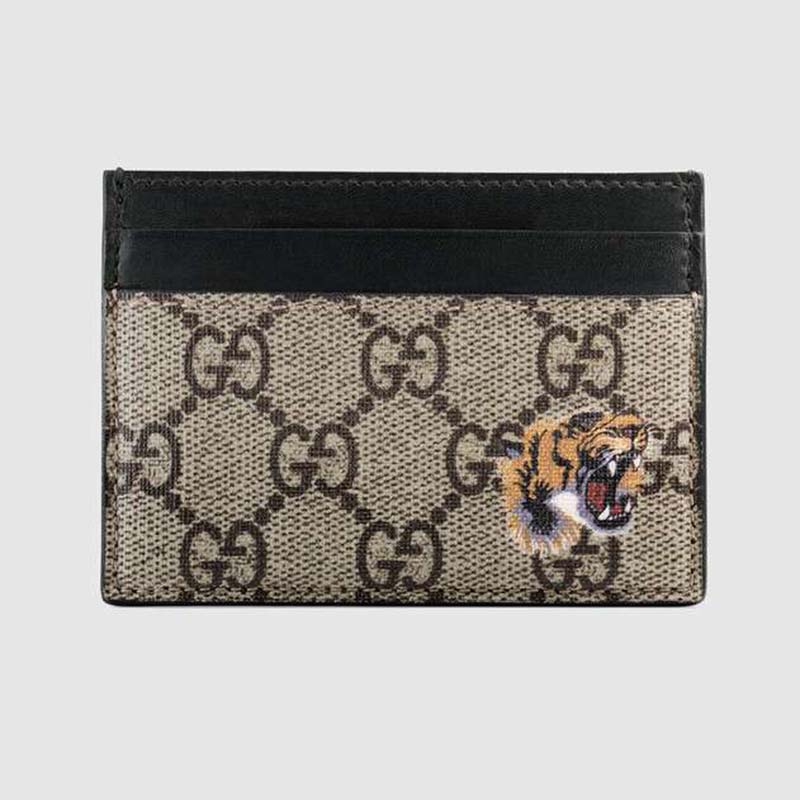 G*u*i gg unisex tiger print gg supreme card case-beige
