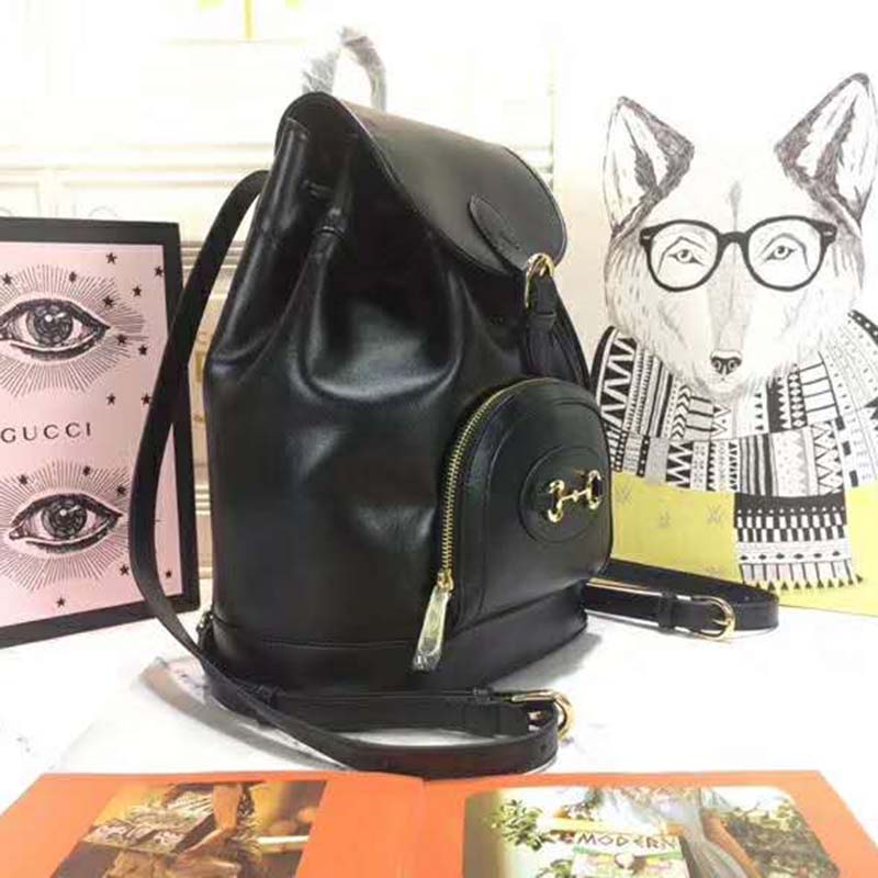 G*u*i women gg G*u*i horsebit 1955 backpack in black leather
