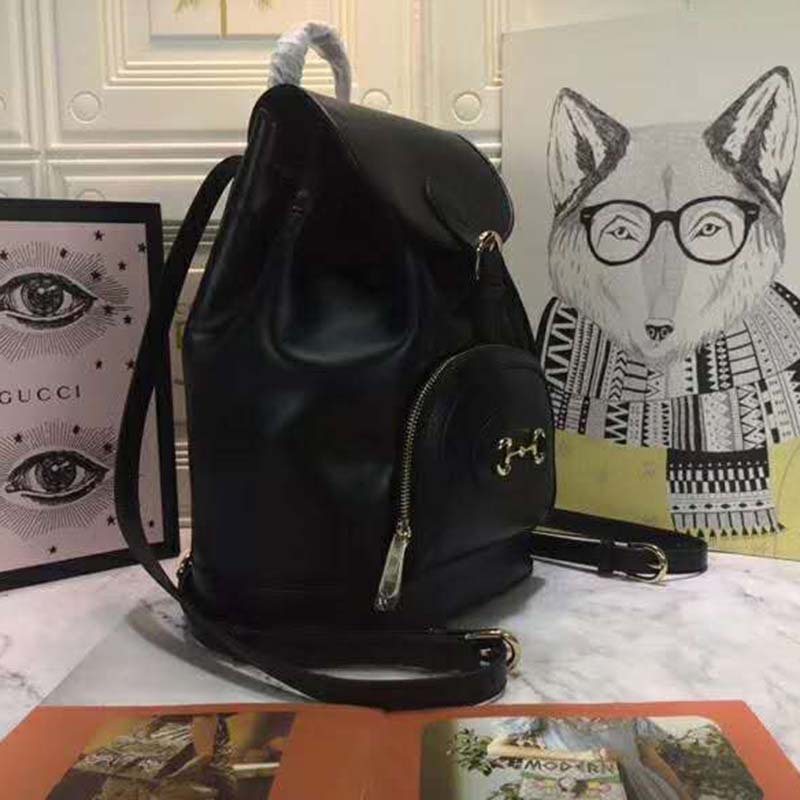G*u*i women gg G*u*i horsebit 1955 backpack in black leather