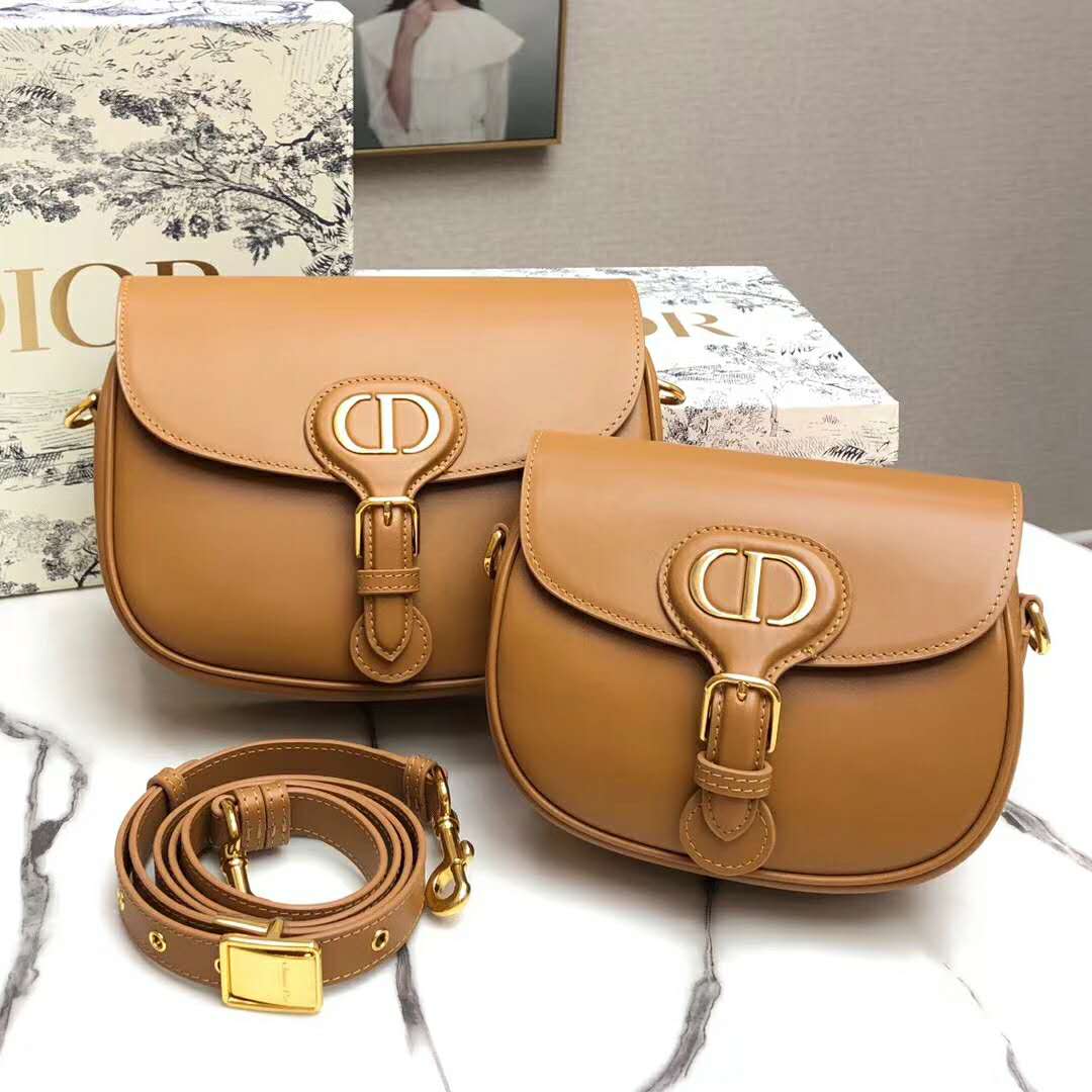 Dior Unisex Medium Dior Bobby Bag Box Calfskin Suede Interior-Brown