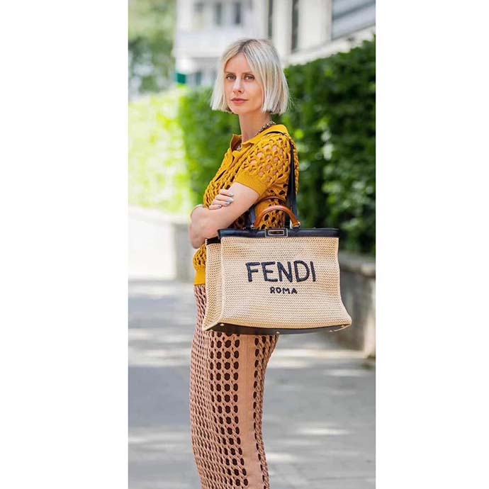 Fendi Women Medium Peekaboo X-Tote Natural Raffia Bag FENDI ROMA