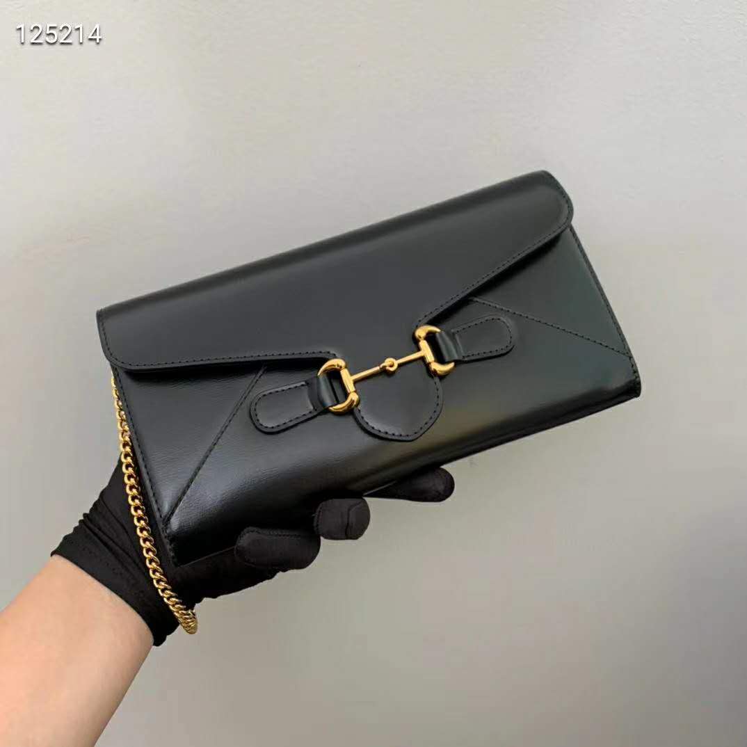 G*u*i gg unisex G*u*i horsebit 1955 wallet with chain-black