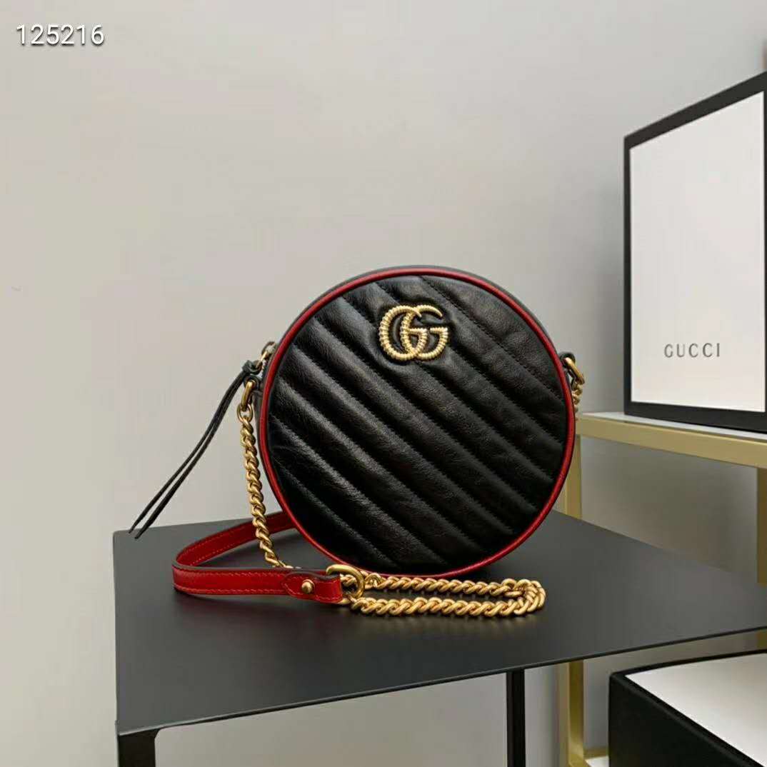 G*u*i gg women gg marmont mini round shoulder bag-black