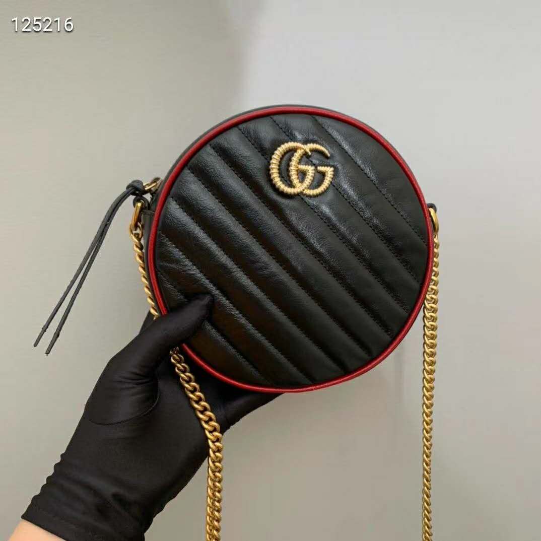 G*u*i gg women gg marmont mini round shoulder bag-black