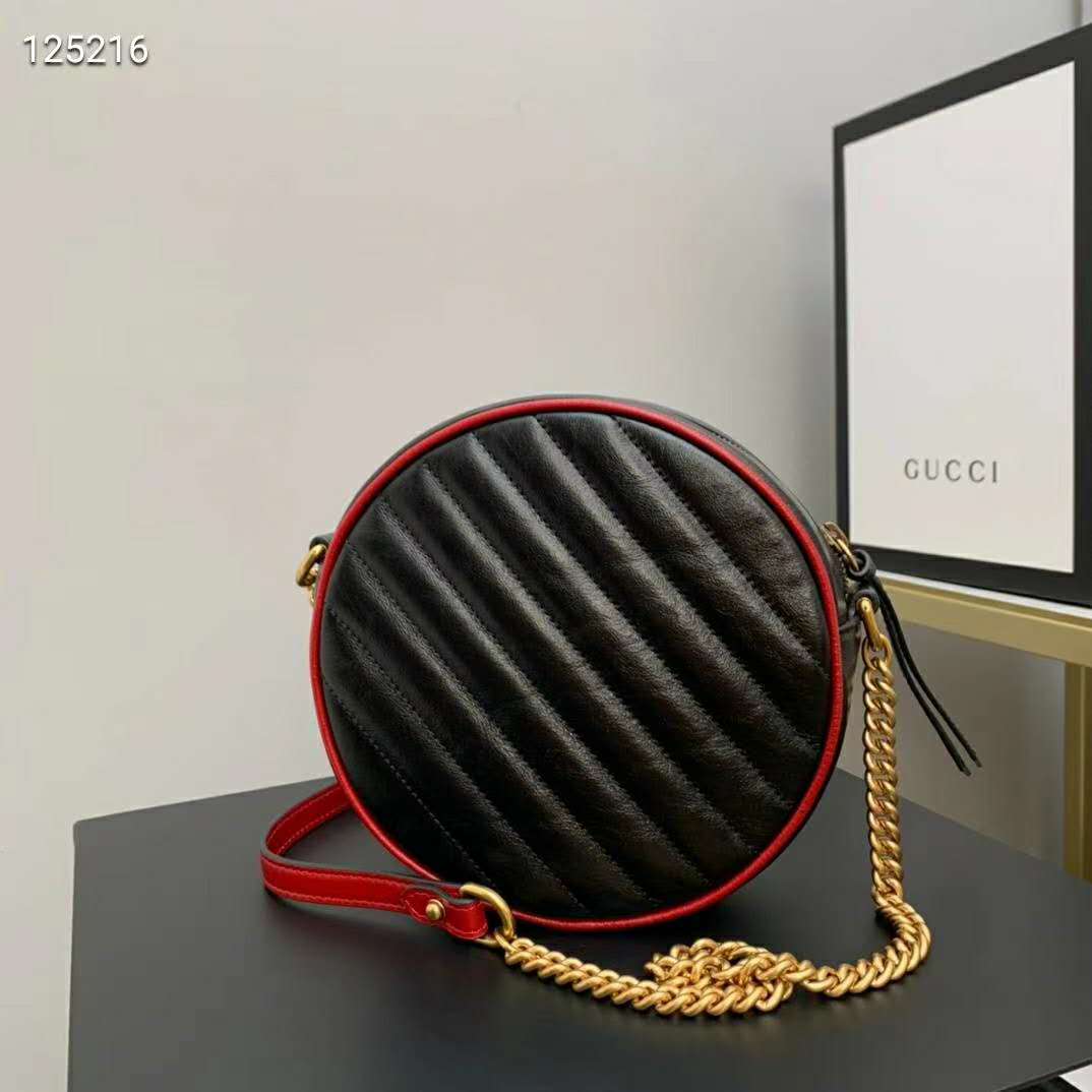 G*u*i gg women gg marmont mini round shoulder bag-black