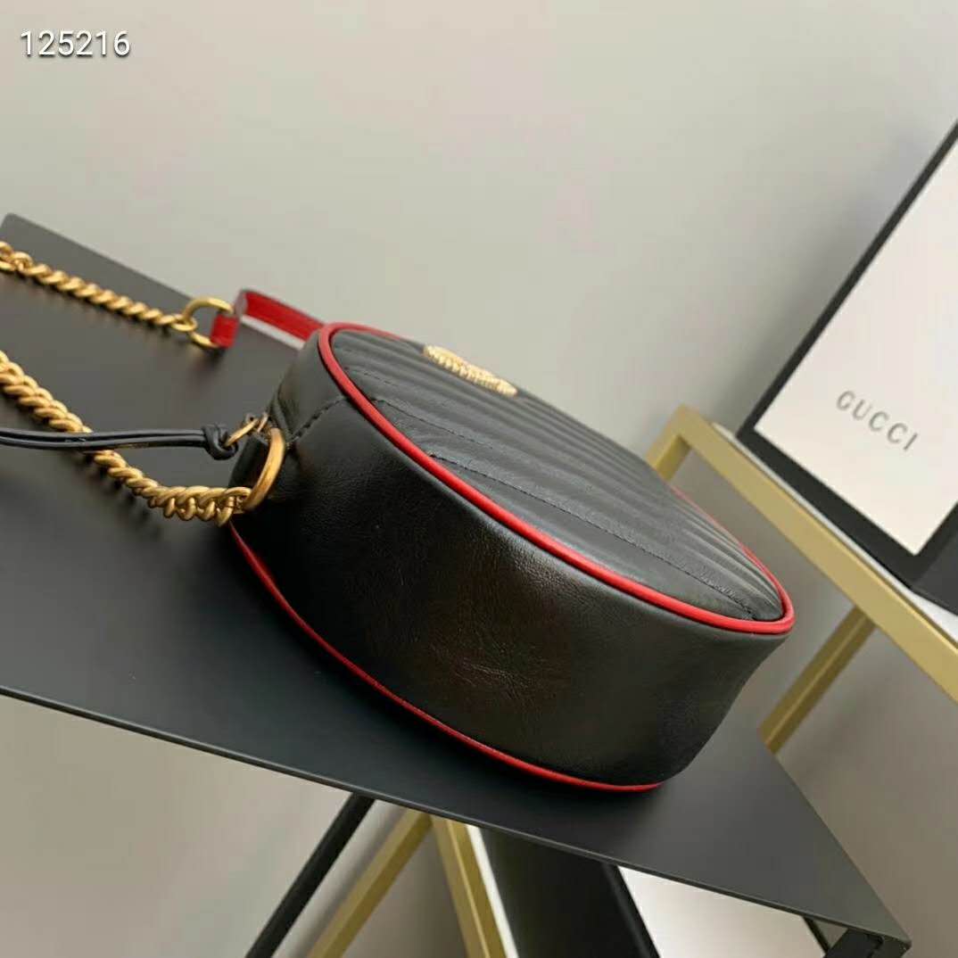 G*u*i gg women gg marmont mini round shoulder bag-black