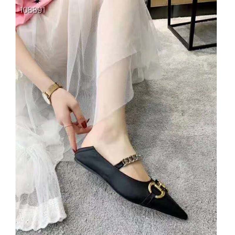 G*u*i women’s leather ballet flat with horsebit black leather