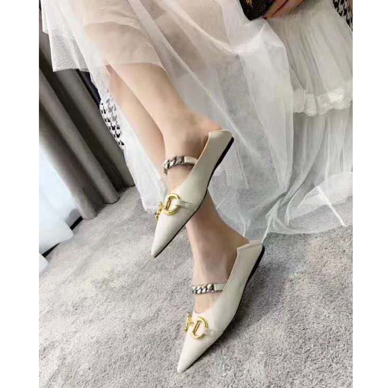 G*u*i women’s leather ballet flat with horsebit white leather