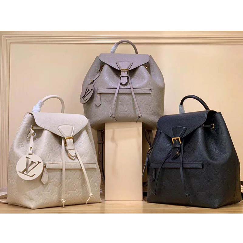 Louis Vuitton LV Unisex Montsouris Backpack Monogram Empreinte Embossed White Leather