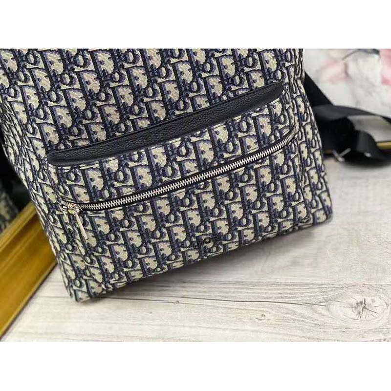 Dior Unisex Rider Backpack Beige and Black Dior Oblique Jacquard
