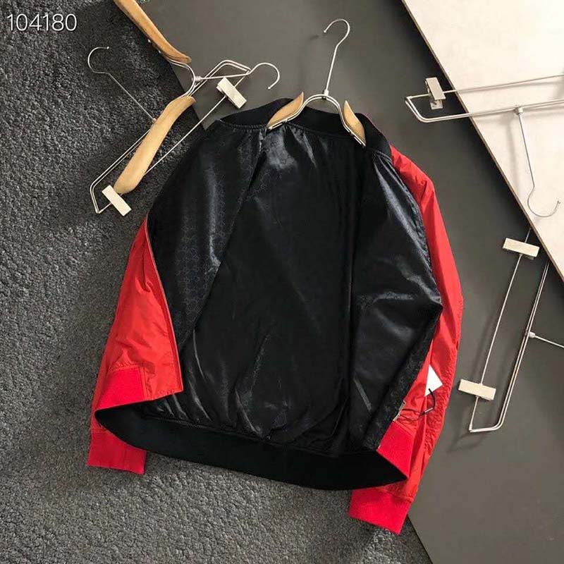 G*u*i men off the grid zip-up jacket high neck black gg nylon