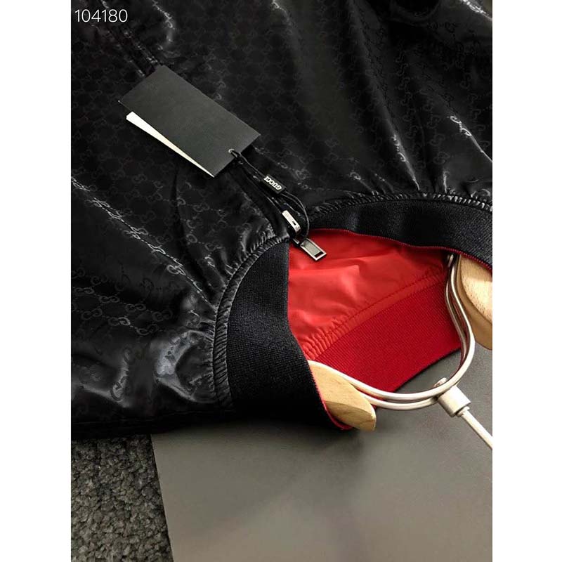 G*u*i men off the grid zip-up jacket high neck black gg nylon