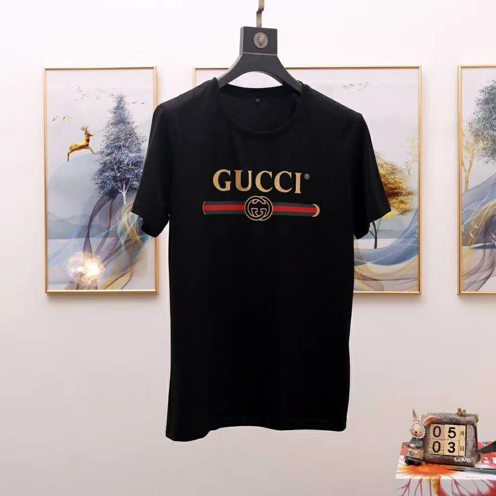 G*u*i men oversize washed t-shirt with G*u*i logo black washed cotton jersey