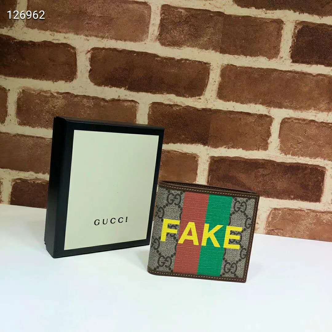 G*u*i unisex ‘fake/not’ print billfold wallet gg supreme canvas