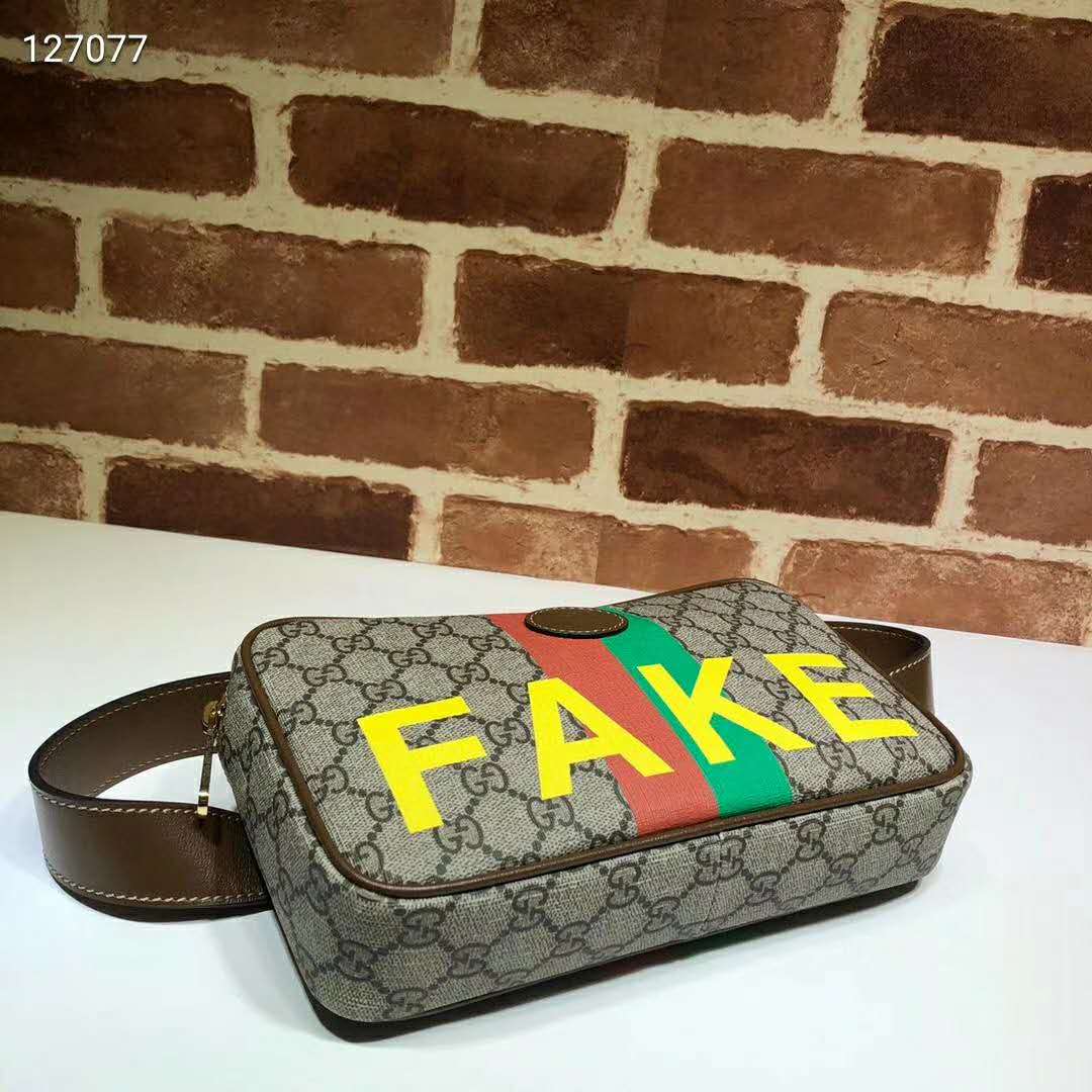 G*u*i unisex ‘fake/not’ print cosmetic case gg supreme canvas