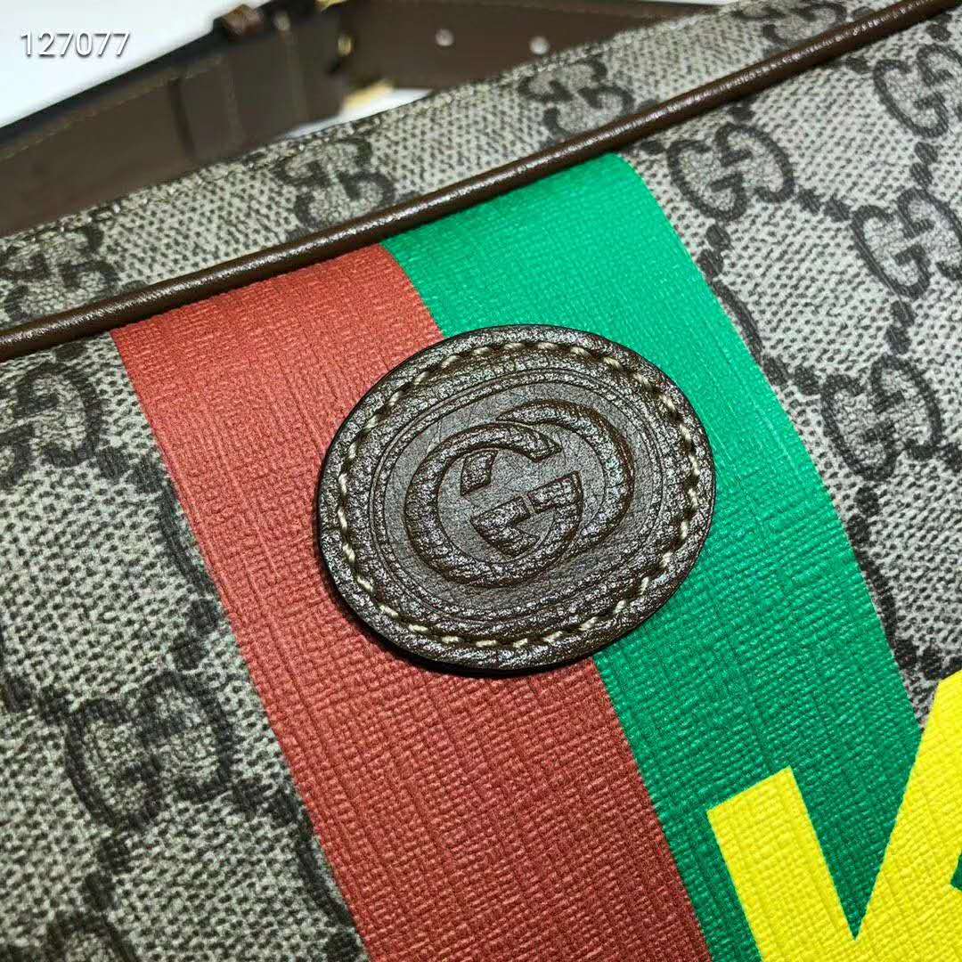 G*u*i unisex ‘fake/not’ print cosmetic case gg supreme canvas