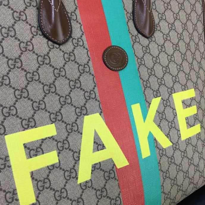 G*u*i unisex ‘fake/not’ print large tote bag gg supreme canvas
