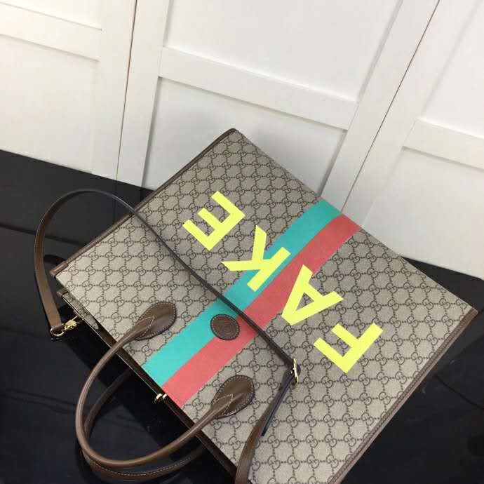 G*u*i unisex ‘fake/not’ print large tote bag gg supreme canvas