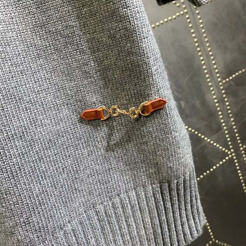 G*u*i women cashmere top with horsebit crewneck gold-toned metal