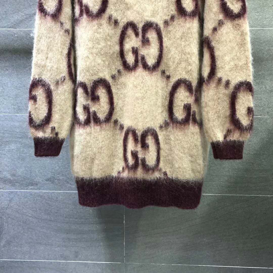 G*u*i men reversible gg mohair wool cardigan brushed gg jacquard blend