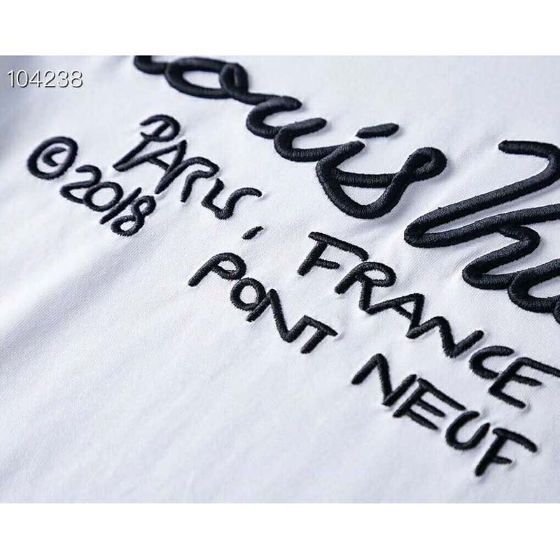 Louis Vuitton LV Men Pont Neuf Signature Print & Embroidery T-Shirt