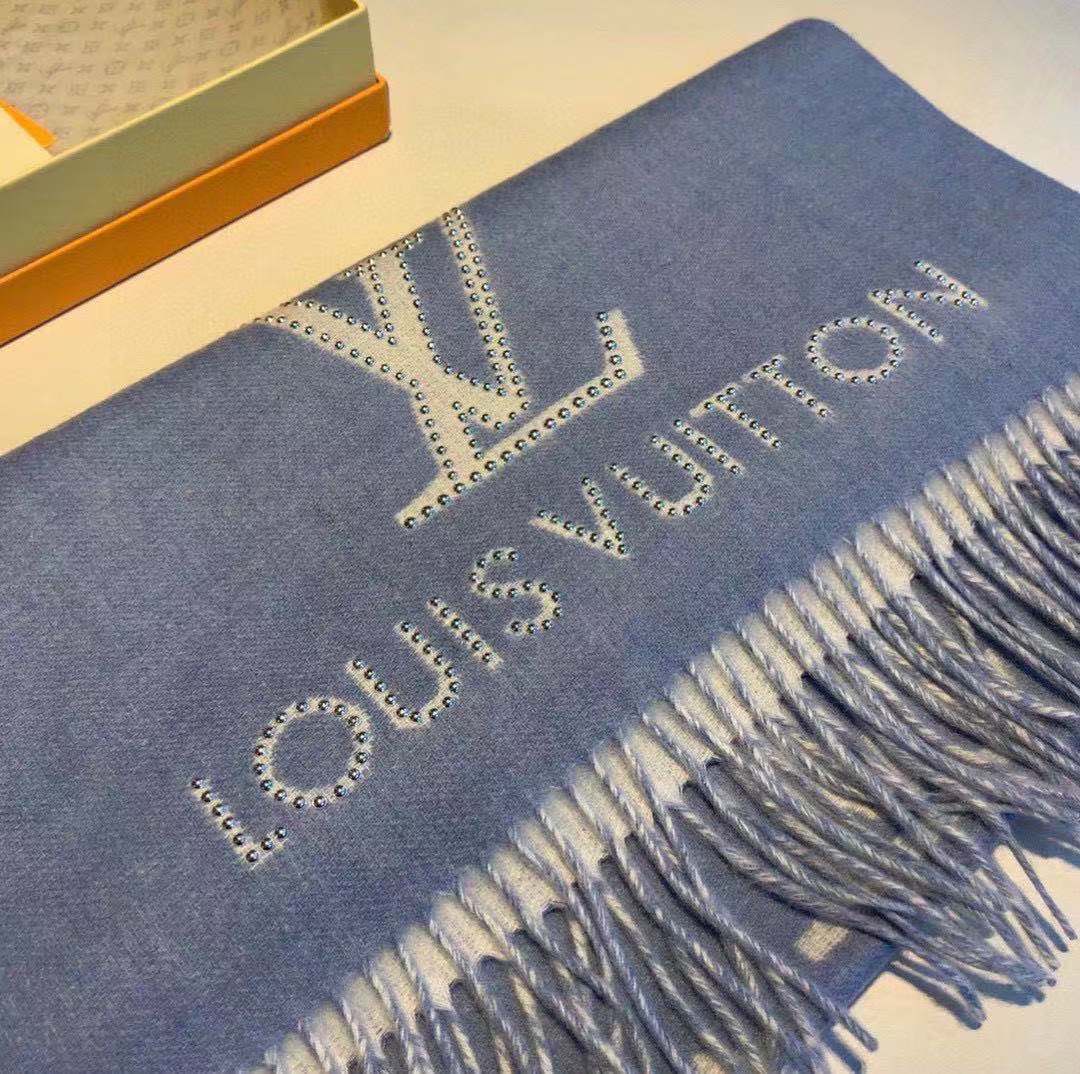 Louis Vuitton LV Unisex Studdy Reykjavik Scarf with Monogram Print and LV Initials M76076