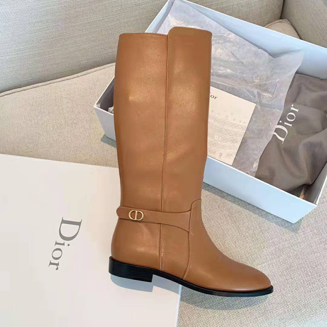 Dior Women Dior Empreinte Boot ‘CD’ Signature Ochre Soft Calfskin
