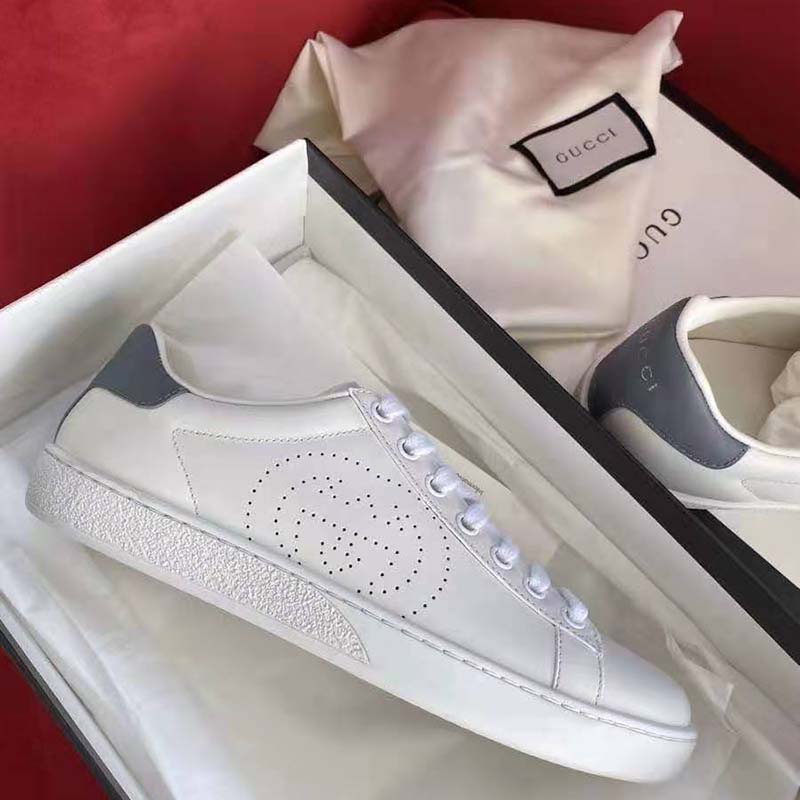 G*u*i gg unisex ace sneaker perforated interlocking g white leather