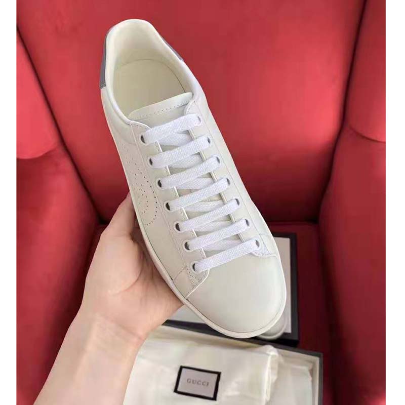 G*u*i gg unisex ace sneaker perforated interlocking g white leather
