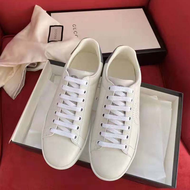 G*u*i gg unisex ace sneaker perforated interlocking g white leather
