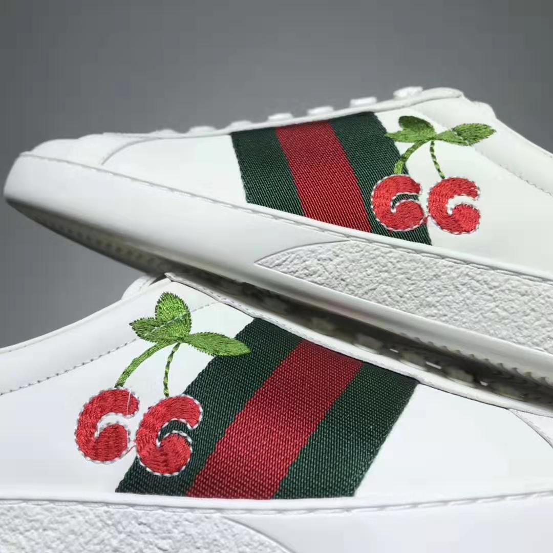 G*u*i gg unisex ace sneaker with cherry white leather green red web