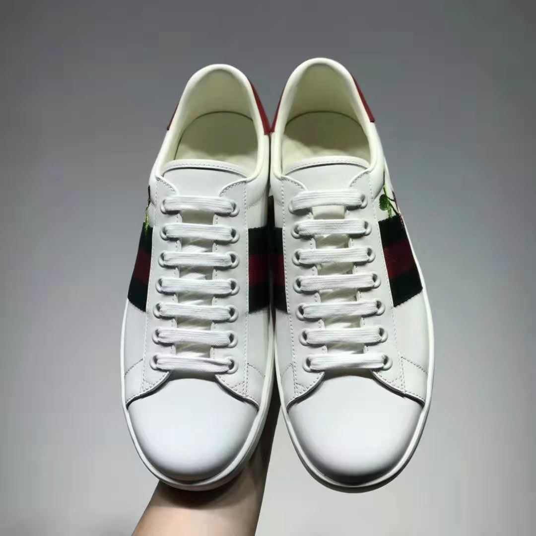 G*u*i gg unisex ace sneaker with cherry white leather green red web