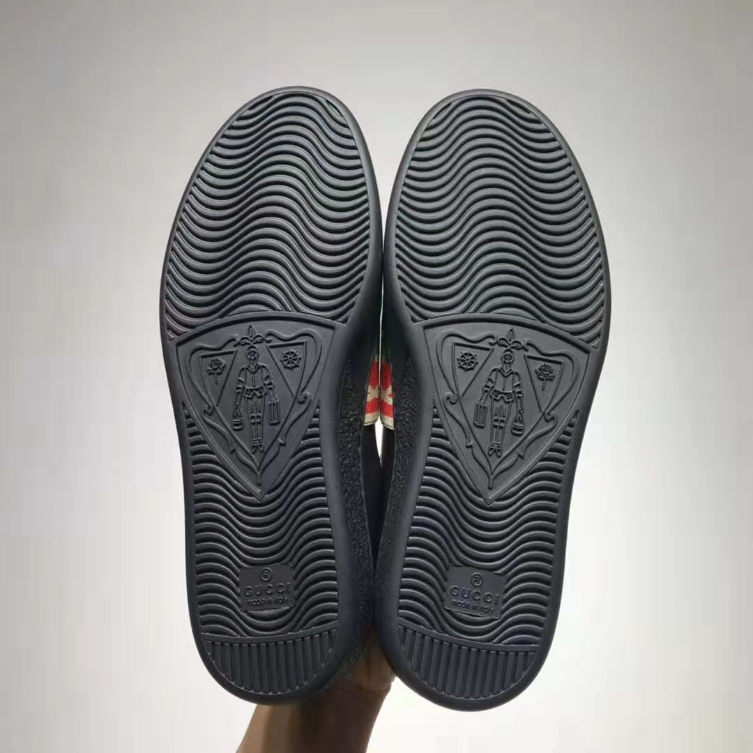 G*u*i gg unisex ace sneaker with elastic web interlocking g black leather
