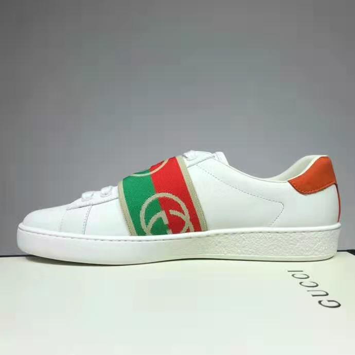 G*u*i gg unisex ace sneaker with elastic web interlocking g white leather