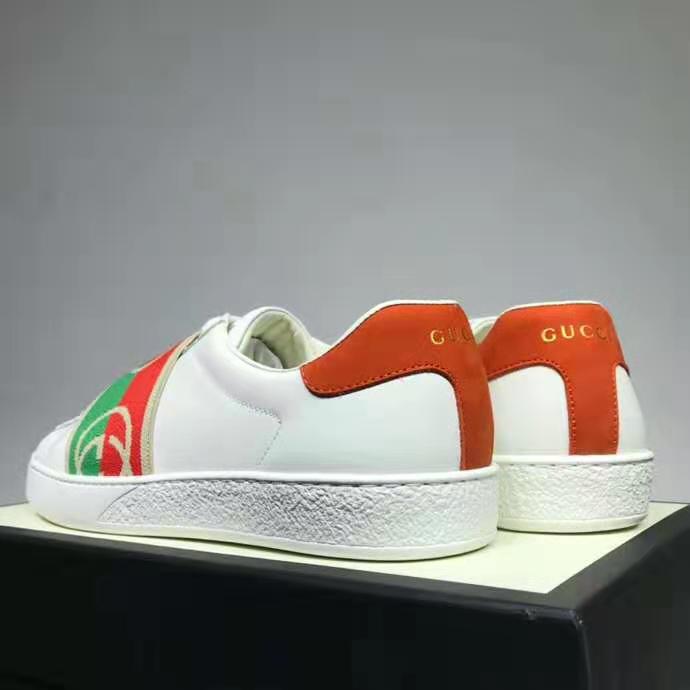 G*u*i gg unisex ace sneaker with elastic web interlocking g white leather