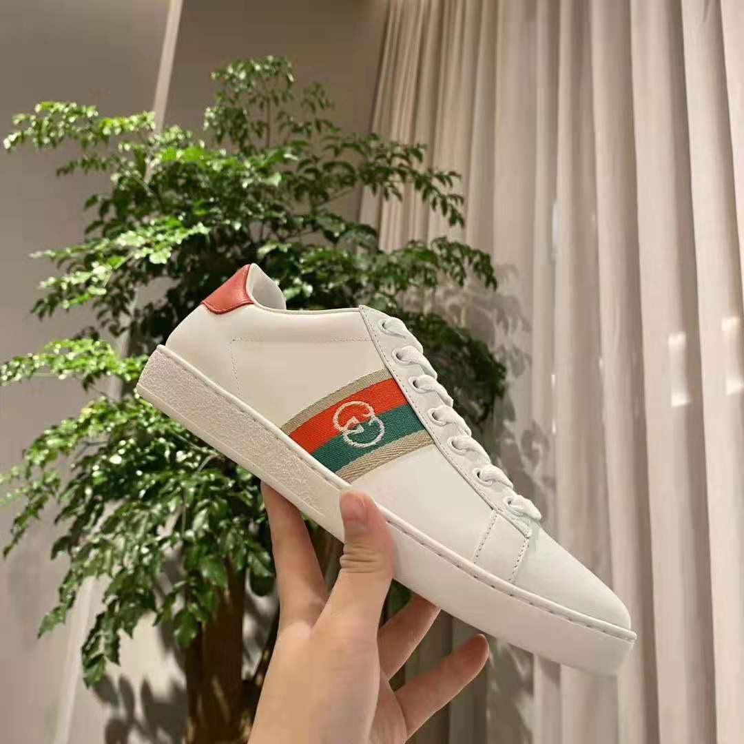 G*u*i gg unisex ace sneaker with interlocking g house web white leather