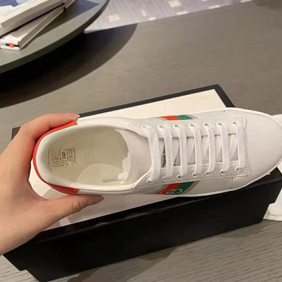 G*u*i gg unisex ace sneaker with interlocking g house web white leather