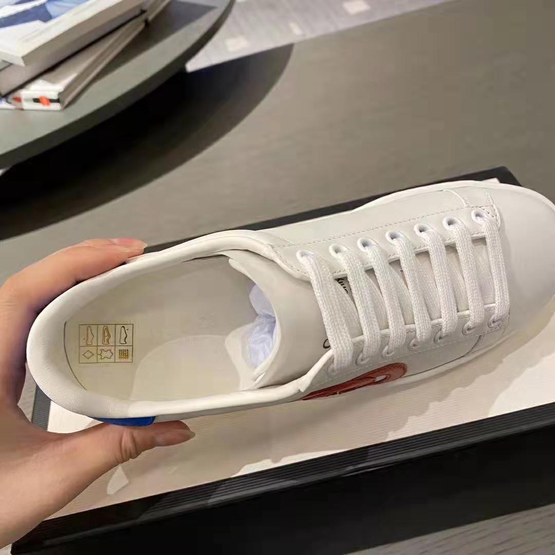 G*u*i gg unisex ace sneaker with interlocking g patch white leather
