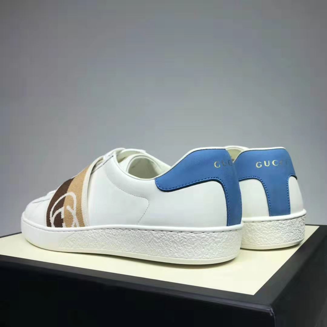 G*u*i gg unisex ace sneaker with interlocking g white leather 1.5 cm heel
