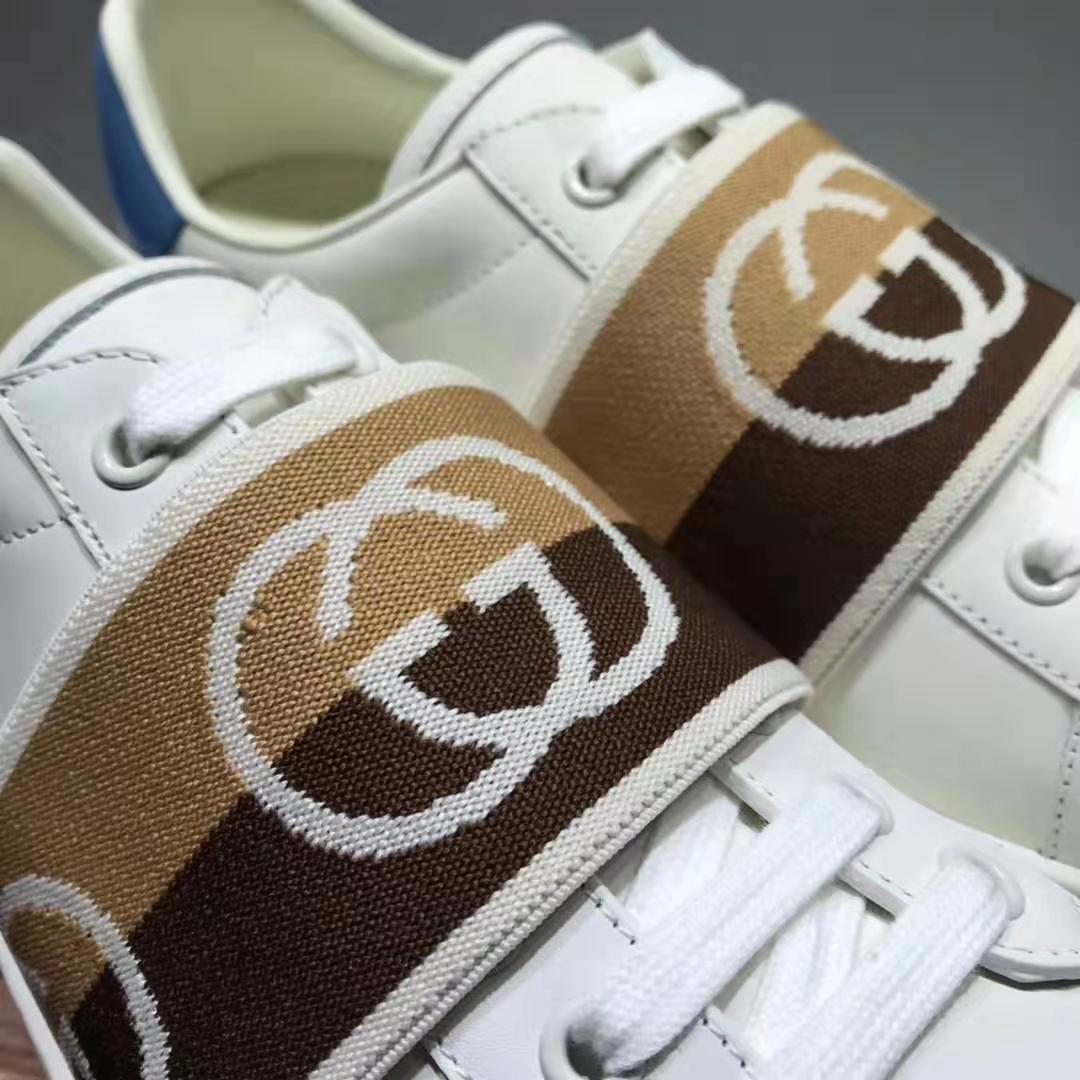 G*u*i gg unisex ace sneaker with interlocking g white leather 1.5 cm heel