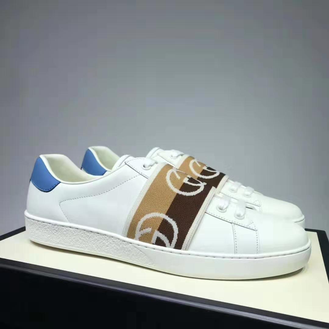 G*u*i gg unisex ace sneaker with interlocking g white leather 1.5 cm heel