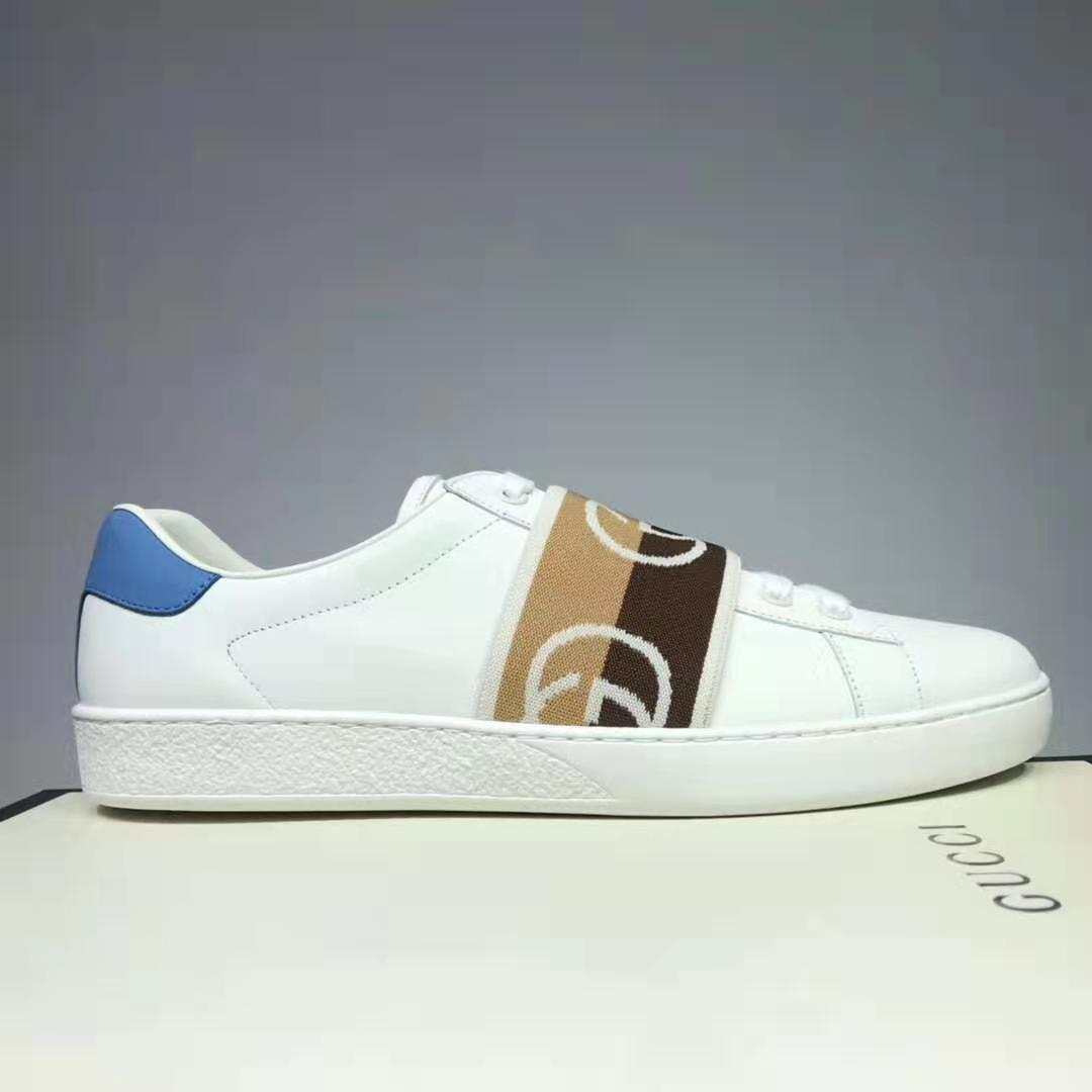 G*u*i gg unisex ace sneaker with interlocking g white leather 1.5 cm heel