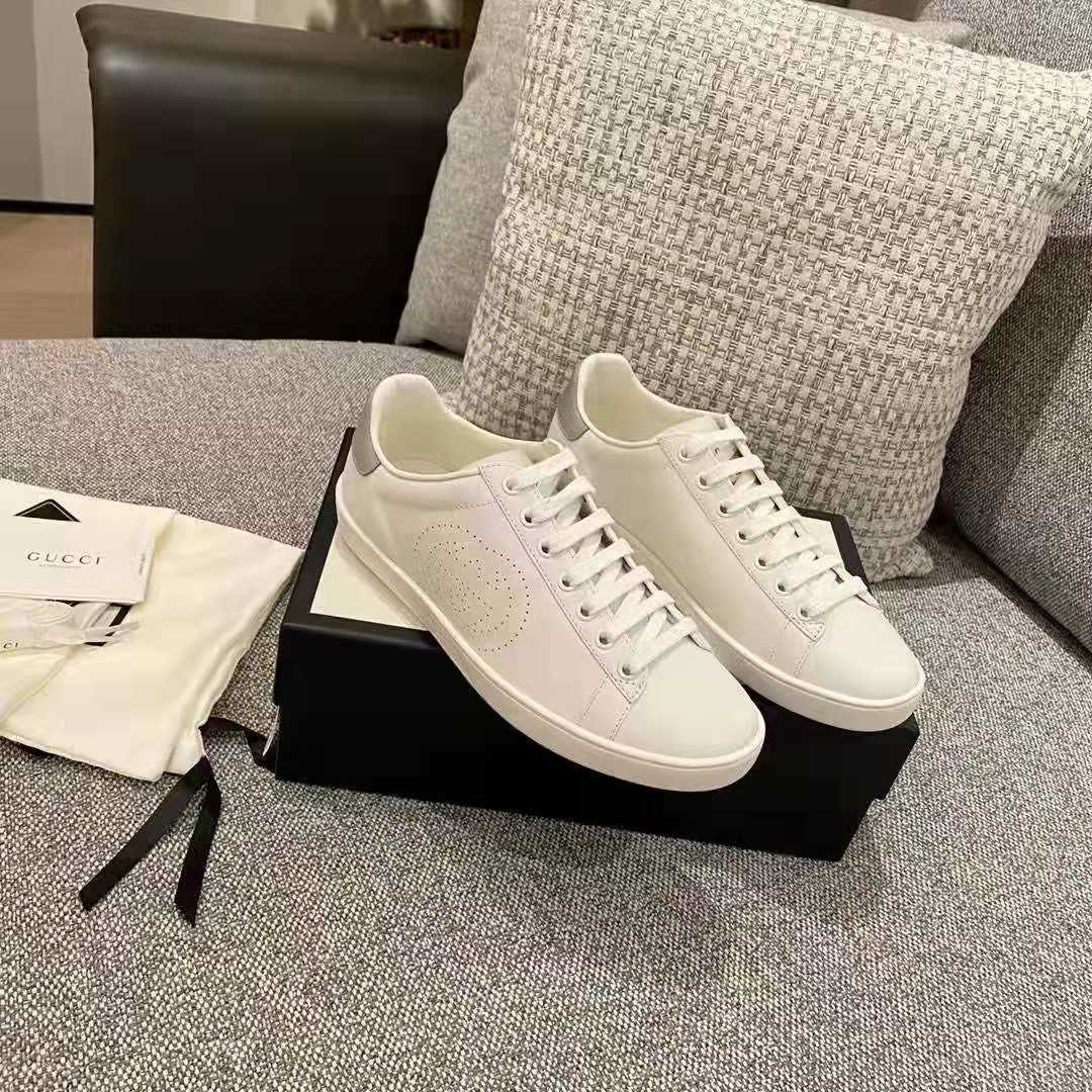 G*u*i gg unisex ace sneaker with interlocking g white leather