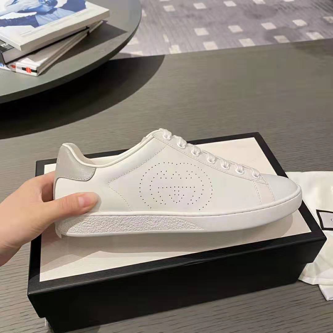 G*u*i gg unisex ace sneaker with interlocking g white leather