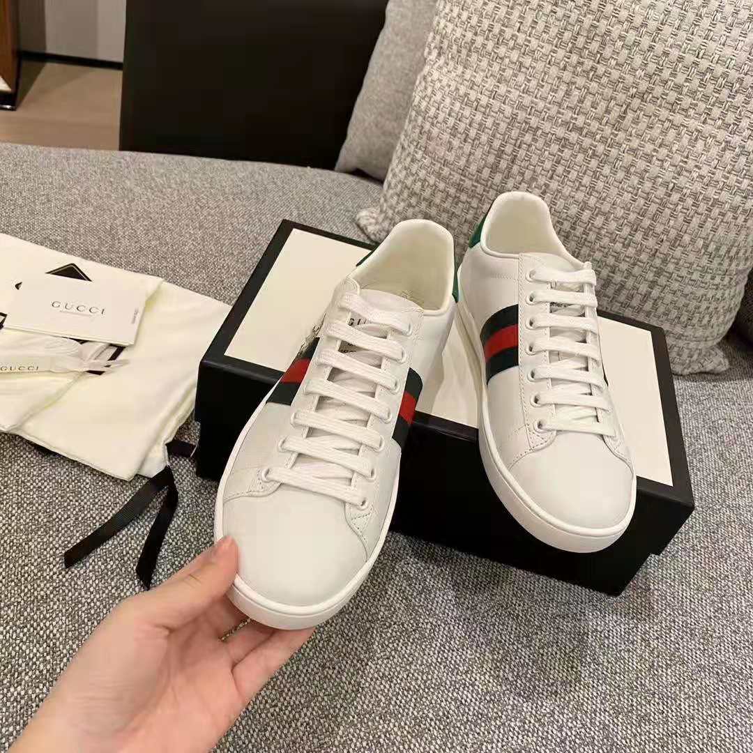 G*u*i gg unisex ace sneaker with kitten white scrap less leather
