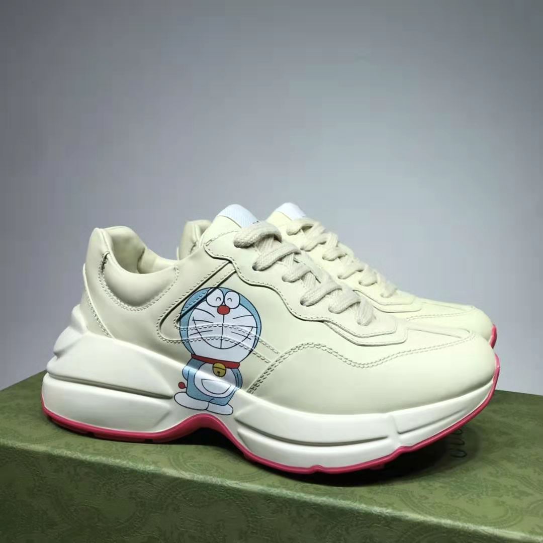 G*u*i gg unisex doraemon x G*u*i rhyton sneaker ivory leather-beige