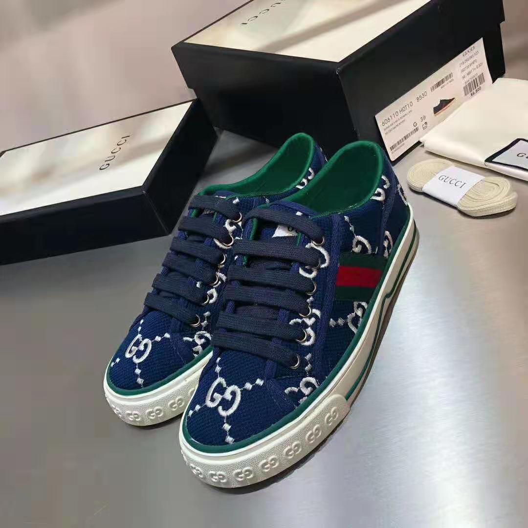 G*u*i gg unisex G*u*i tennis 1977 sneaker blue ivory gg stretch cotton